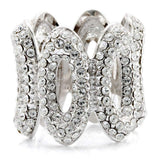Alamode Rhodium Brass Ring with Top Grade Crystal in Clear - Alamode - Flyclothing LLC