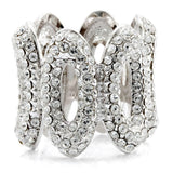 Alamode Rhodium Brass Ring with Top Grade Crystal in Clear - Alamode