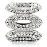 Alamode Rhodium Brass Ring with Top Grade Crystal in Clear - Alamode - Flyclothing LLC
