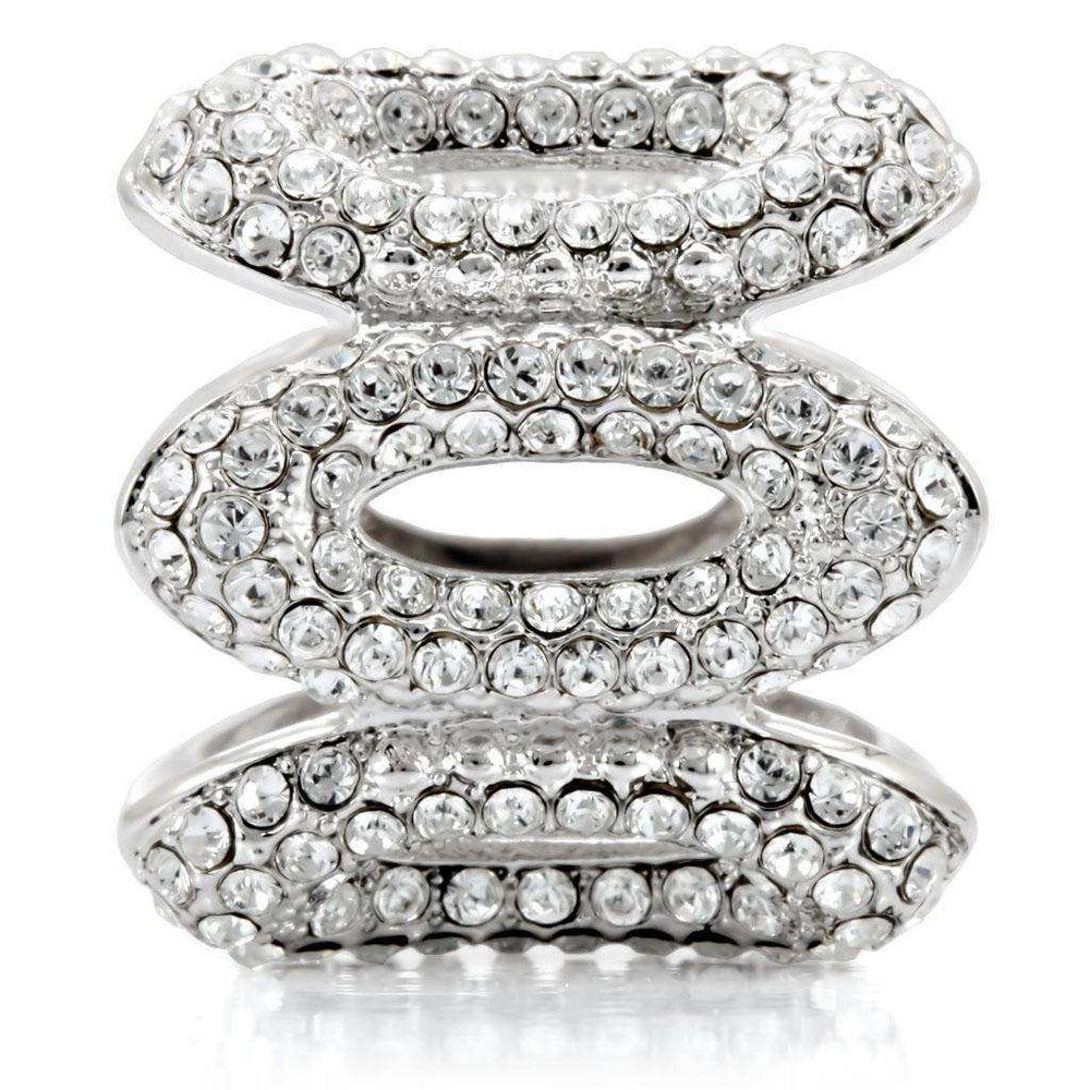 Alamode Rhodium Brass Ring with Top Grade Crystal in Clear - Alamode - Flyclothing LLC