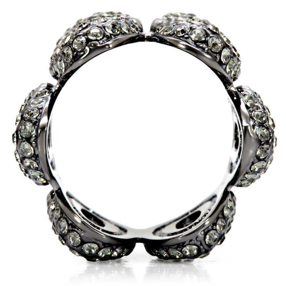 Alamode Ruthenium Brass Ring with Top Grade Crystal in Black Diamond - Alamode - Flyclothing LLC