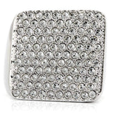 Alamode Rhodium Brass Ring with Top Grade Crystal in Clear - Alamode - Flyclothing LLC