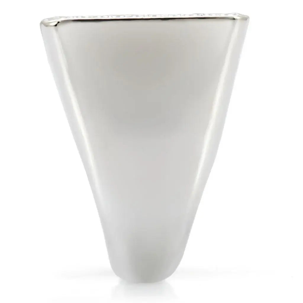 Alamode Rhodium Brass Ring with Top Grade Crystal in Clear - Alamode - Flyclothing LLC