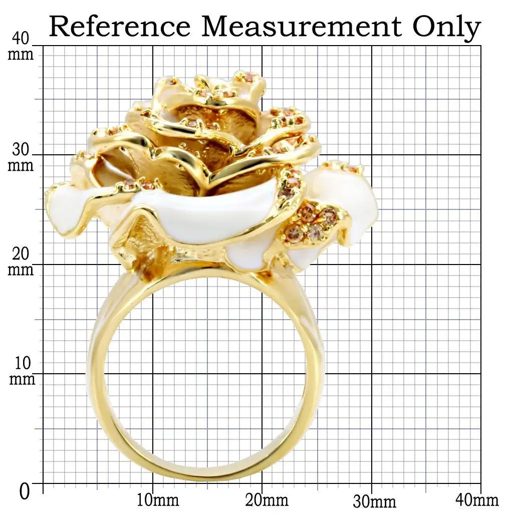 Alamode Gold Brass Ring with AAA Grade CZ in Champagne - Alamode - Flyclothing LLC