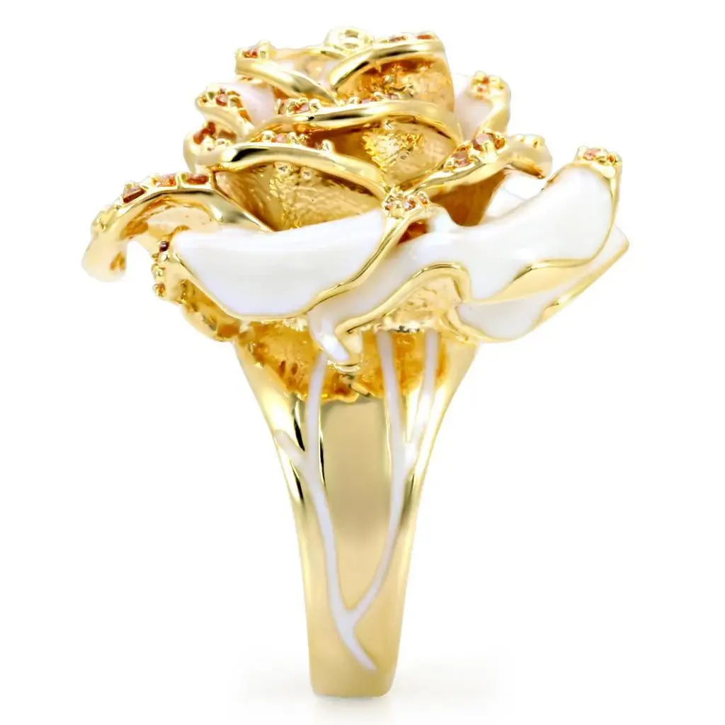 Alamode Gold Brass Ring with AAA Grade CZ in Champagne - Alamode - Flyclothing LLC
