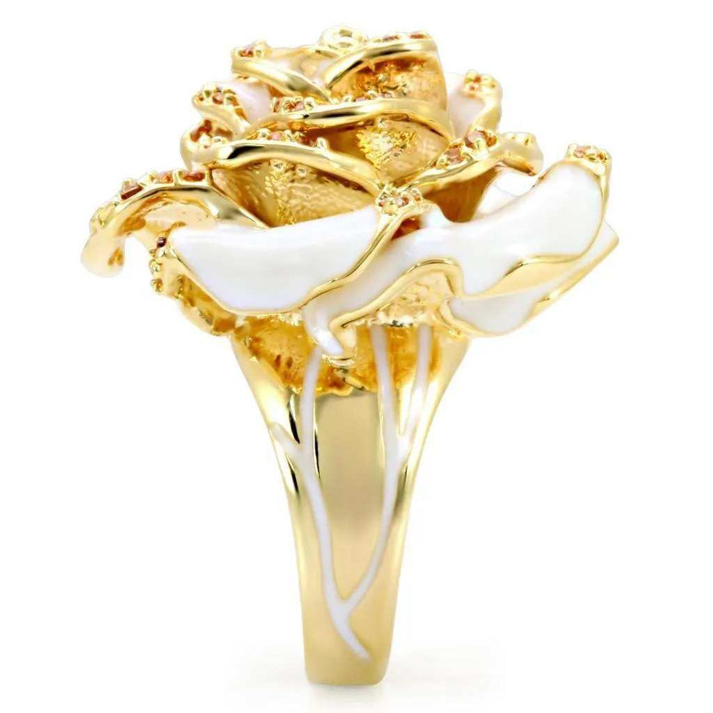 Alamode Gold Brass Ring with AAA Grade CZ in Champagne - Alamode - Flyclothing LLC