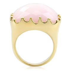 Alamode Gold Brass Ring with Synthetic Jade in Rose - Flyclothing LLC