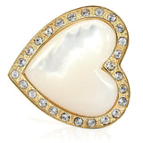 Alamode Gold Brass Ring with Synthetic Synthetic Glass in White - Alamode