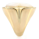 Alamode Gold Brass Ring with Synthetic Synthetic Glass in White - Alamode - Flyclothing LLC
