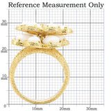 Alamode Gold Brass Ring with Synthetic Synthetic Glass in White - Alamode