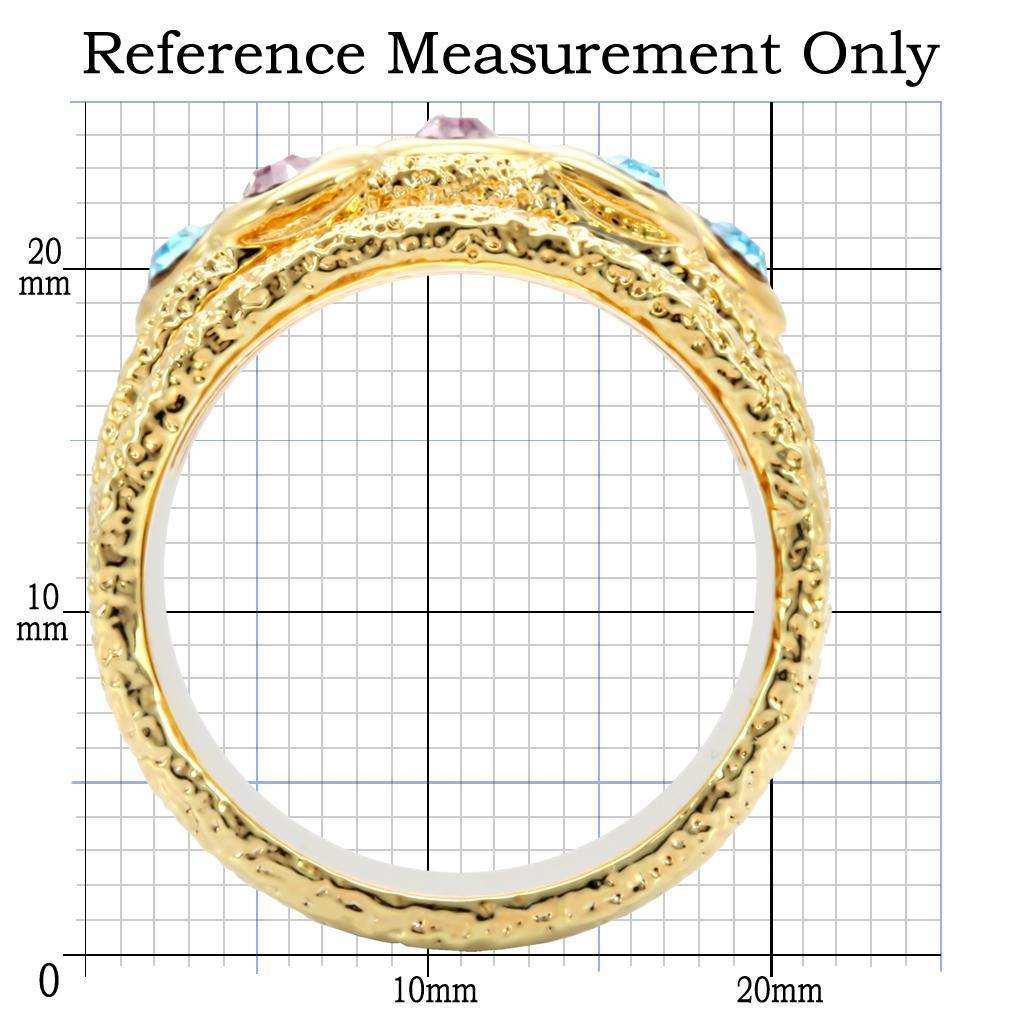 Alamode Gold Brass Ring with Top Grade Crystal in Multi Color - Alamode - Flyclothing LLC