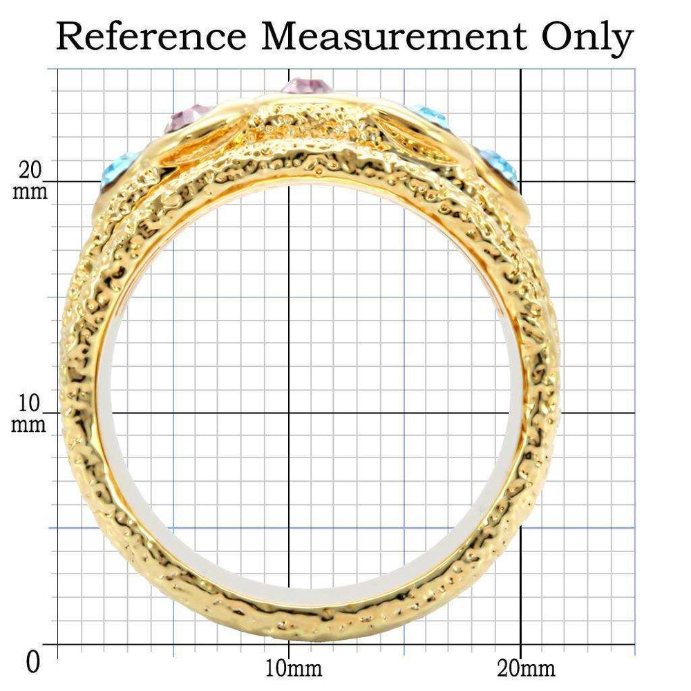 Alamode Gold Brass Ring with Top Grade Crystal in Multi Color - Alamode - Flyclothing LLC