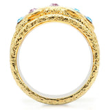 Alamode Gold Brass Ring with Top Grade Crystal in Multi Color - Alamode