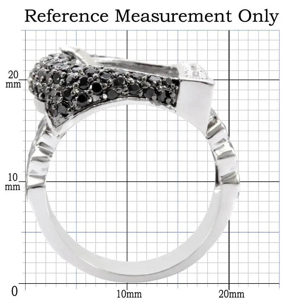 Alamode Rhodium + Ruthenium Brass Ring with AAA Grade CZ in Black Diamond - Alamode - Flyclothing LLC