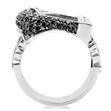 Alamode Rhodium + Ruthenium Brass Ring with AAA Grade CZ in Black Diamond - Alamode
