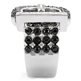 Alamode Rhodium + Ruthenium Brass Ring with AAA Grade CZ in Black Diamond - Alamode - Flyclothing LLC