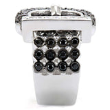 Alamode Rhodium + Ruthenium Brass Ring with AAA Grade CZ in Black Diamond - Alamode - Flyclothing LLC