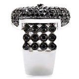 Alamode Rhodium + Ruthenium Brass Ring with AAA Grade CZ in Black Diamond - Alamode - Flyclothing LLC