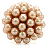 Alamode Gold Brass Ring with Synthetic Pearl in Champagne - Alamode