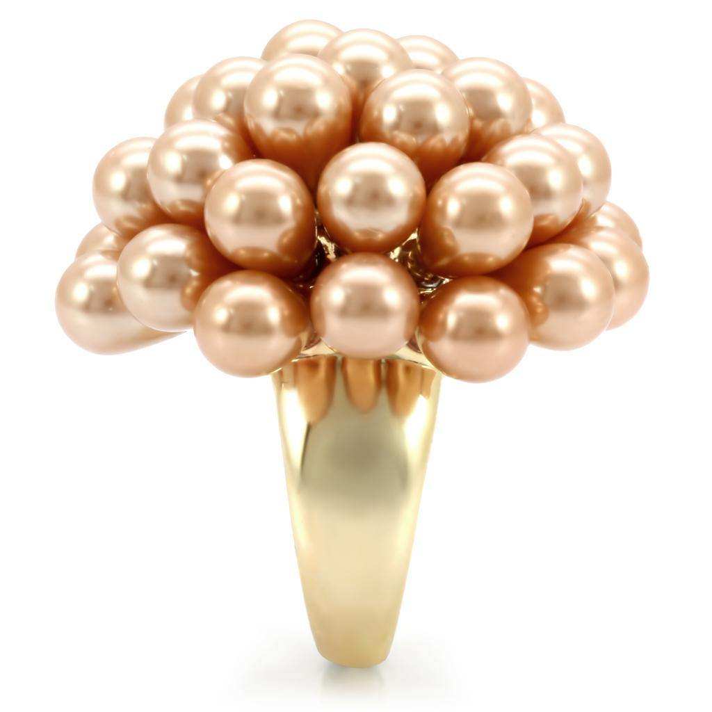 Alamode Gold Brass Ring with Synthetic Pearl in Champagne - Alamode - Flyclothing LLC