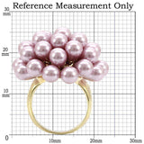 Alamode Gold Brass Ring with Synthetic Pearl in Light Amethyst - Alamode - Flyclothing LLC