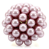 Alamode Gold Brass Ring with Synthetic Pearl in Light Amethyst - Alamode