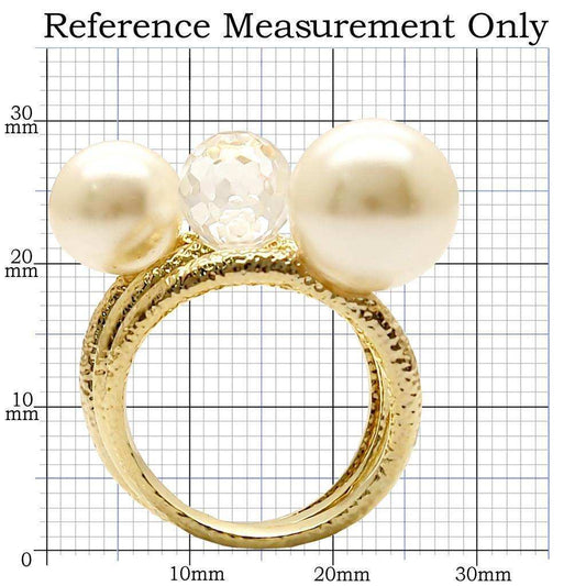 Alamode Gold Brass Ring with Synthetic Pearl in Citrine Yellow - Alamode - Flyclothing LLC