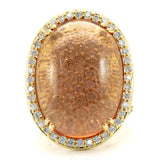 Alamode Gold Brass Ring with Synthetic Synthetic Glass in Champagne - Alamode