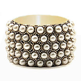 Alamode Gold Brass Ring with Synthetic Pearl in Citrine Yellow - Alamode - Flyclothing LLC