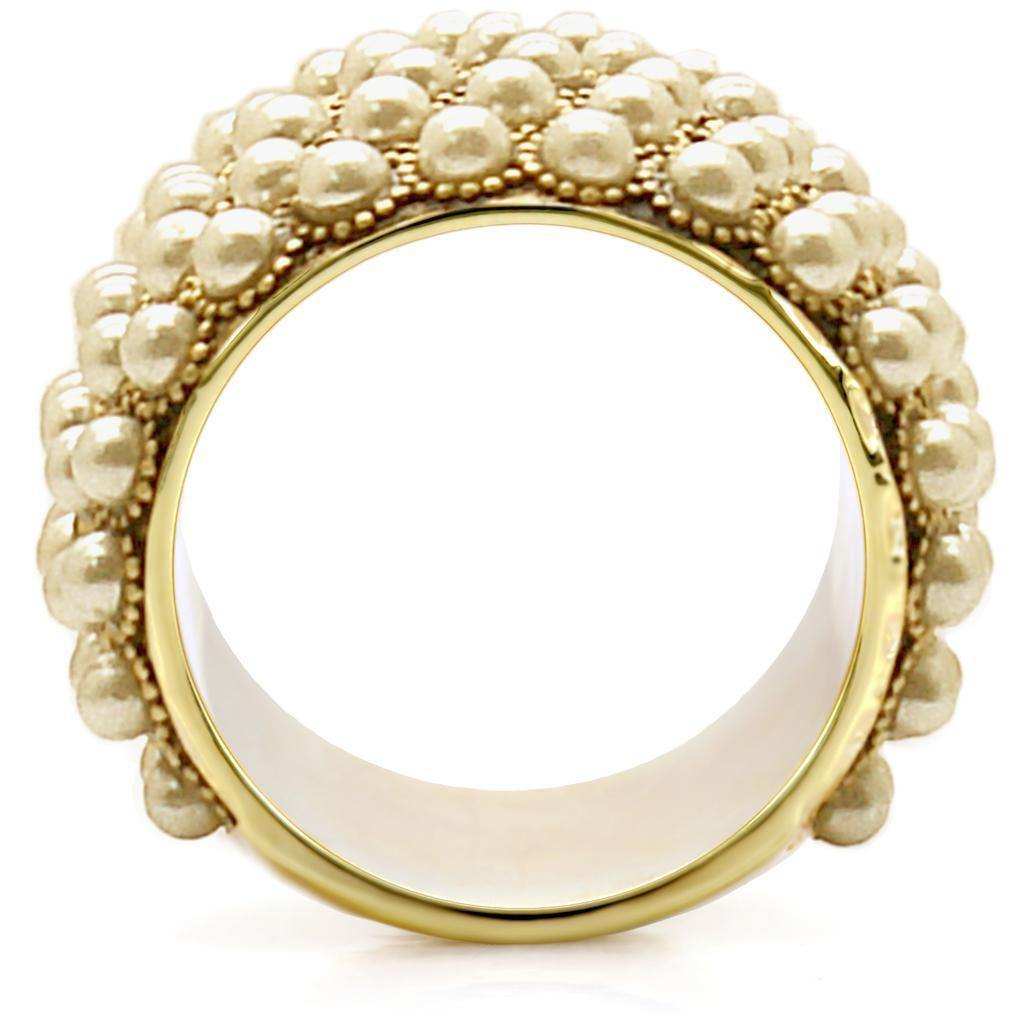 Alamode Gold Brass Ring with Synthetic Pearl in Citrine Yellow - Alamode - Flyclothing LLC