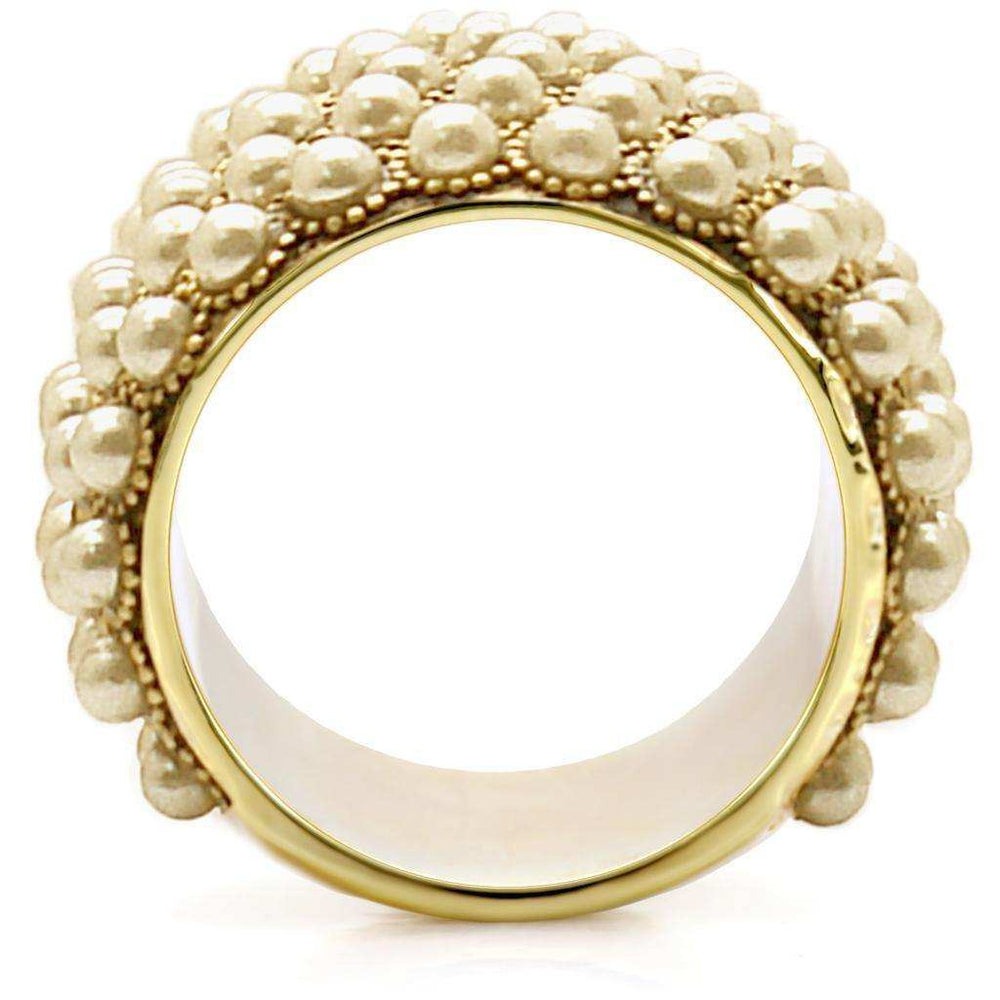 Alamode Gold Brass Ring with Synthetic Pearl in Citrine Yellow - Alamode - Flyclothing LLC