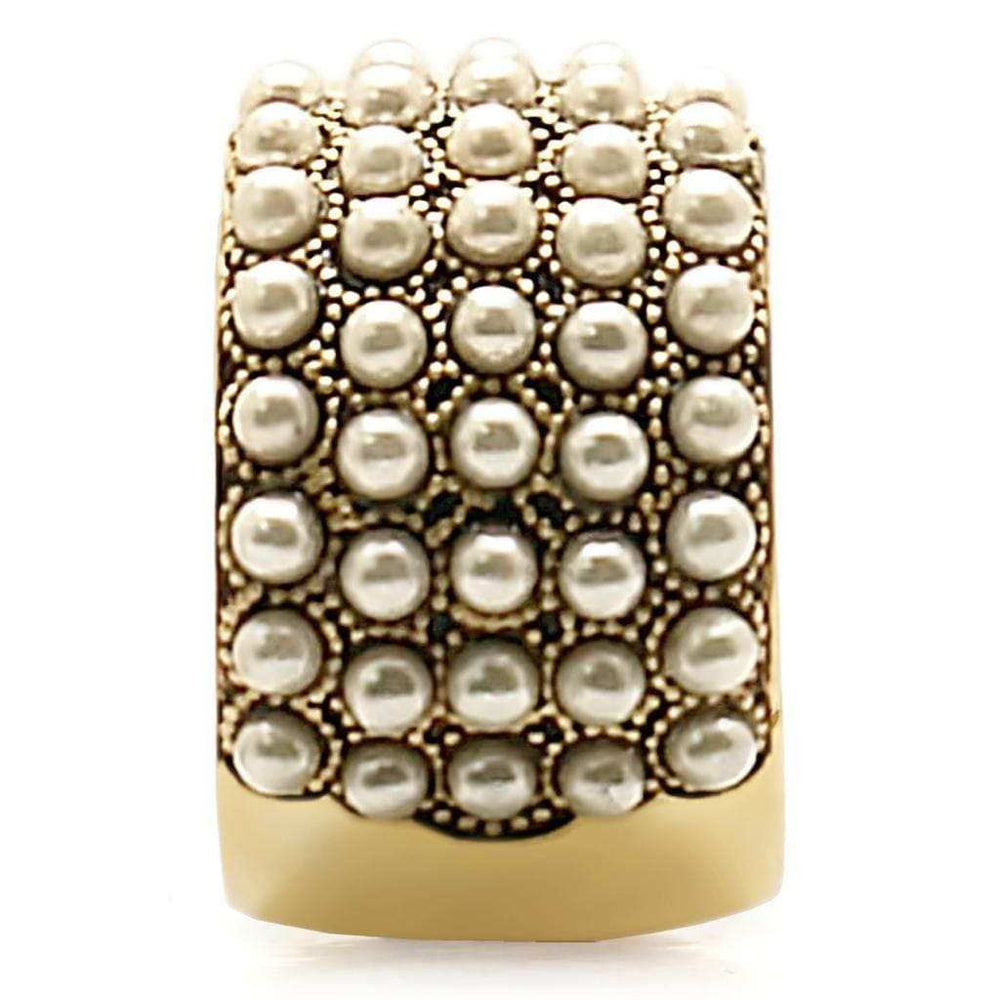 Alamode Gold Brass Ring with Synthetic Pearl in Citrine Yellow - Alamode - Flyclothing LLC