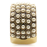 Alamode Gold Brass Ring with Synthetic Pearl in Citrine Yellow - Alamode - Flyclothing LLC