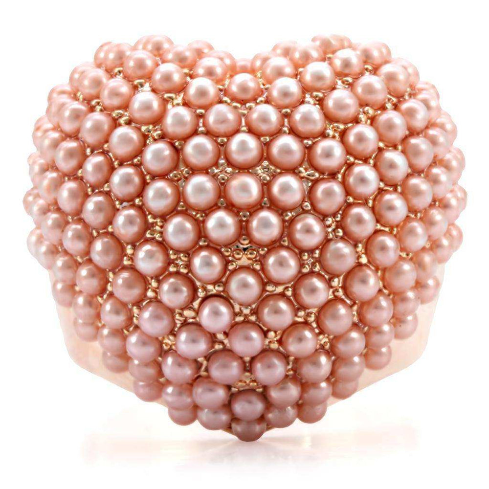 Alamode Rose Gold Brass Ring with Synthetic Pearl in Rose - Alamode - Flyclothing LLC