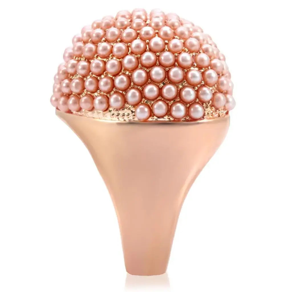 Alamode Rose Gold Brass Ring with Synthetic Pearl in Rose - Alamode - Flyclothing LLC