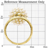 Alamode Gold Brass Ring with Synthetic Pearl in Citrine Yellow - Alamode