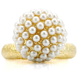 Alamode Gold Brass Ring with Synthetic Pearl in Citrine Yellow - Alamode