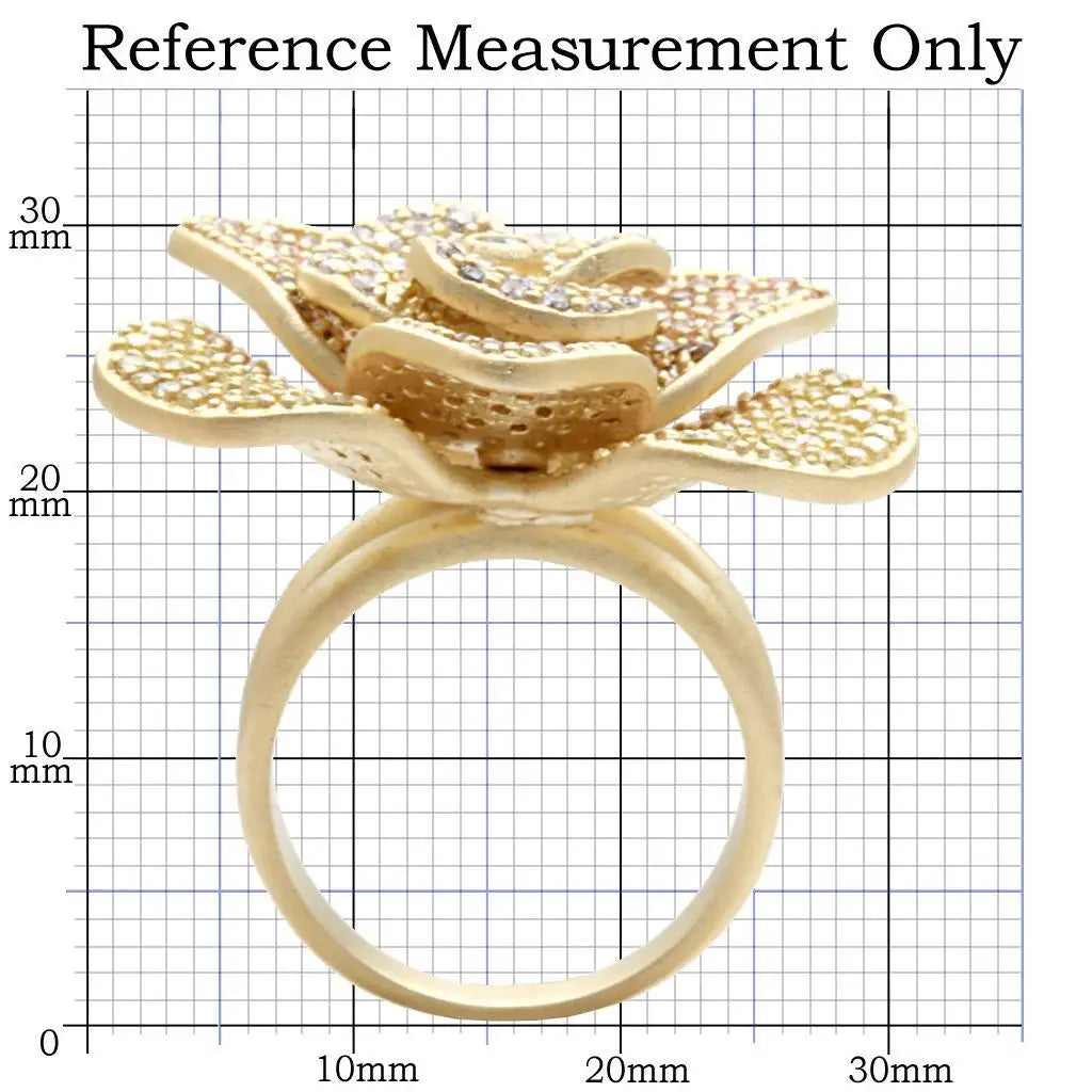 Alamode Matte Gold Brass Ring with AAA Grade CZ in Multi Color - Alamode - Flyclothing LLC