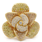 Alamode Matte Gold Brass Ring with AAA Grade CZ in Multi Color - Alamode - Flyclothing LLC