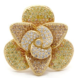 Alamode Matte Gold Brass Ring with AAA Grade CZ in Multi Color - Alamode