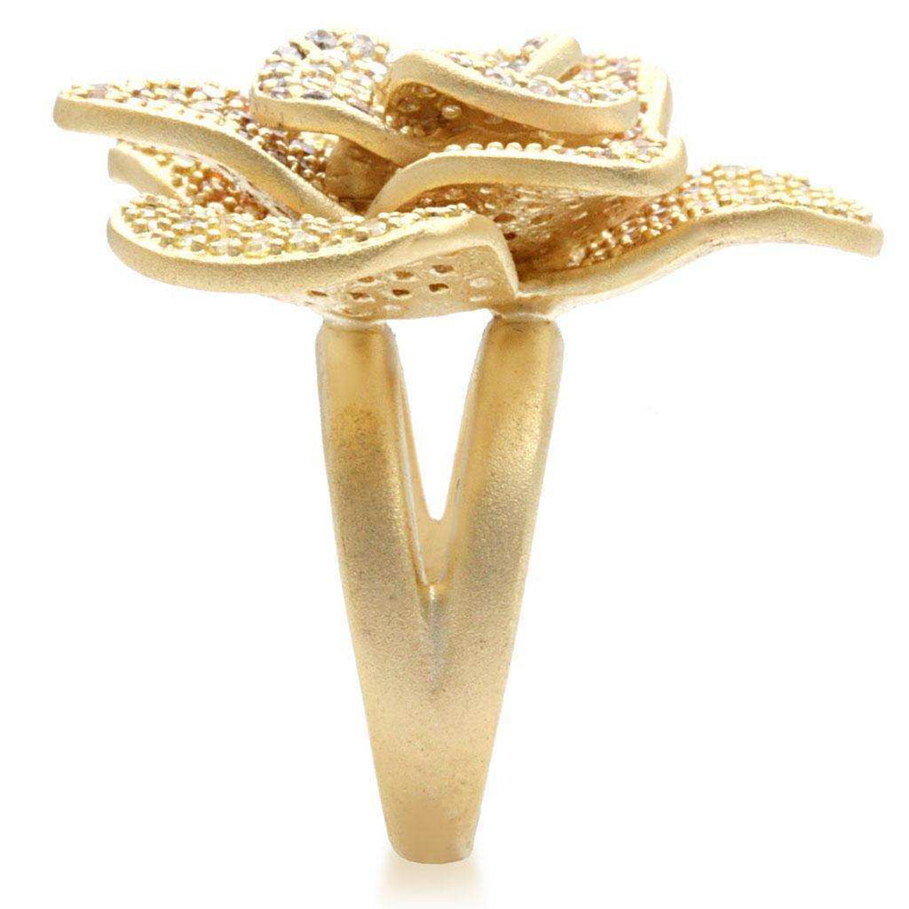 Alamode Matte Gold Brass Ring with AAA Grade CZ in Multi Color - Alamode - Flyclothing LLC