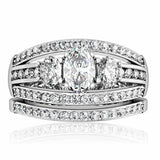Alamode Rhodium Brass Ring with AAA Grade CZ in Clear - Alamode