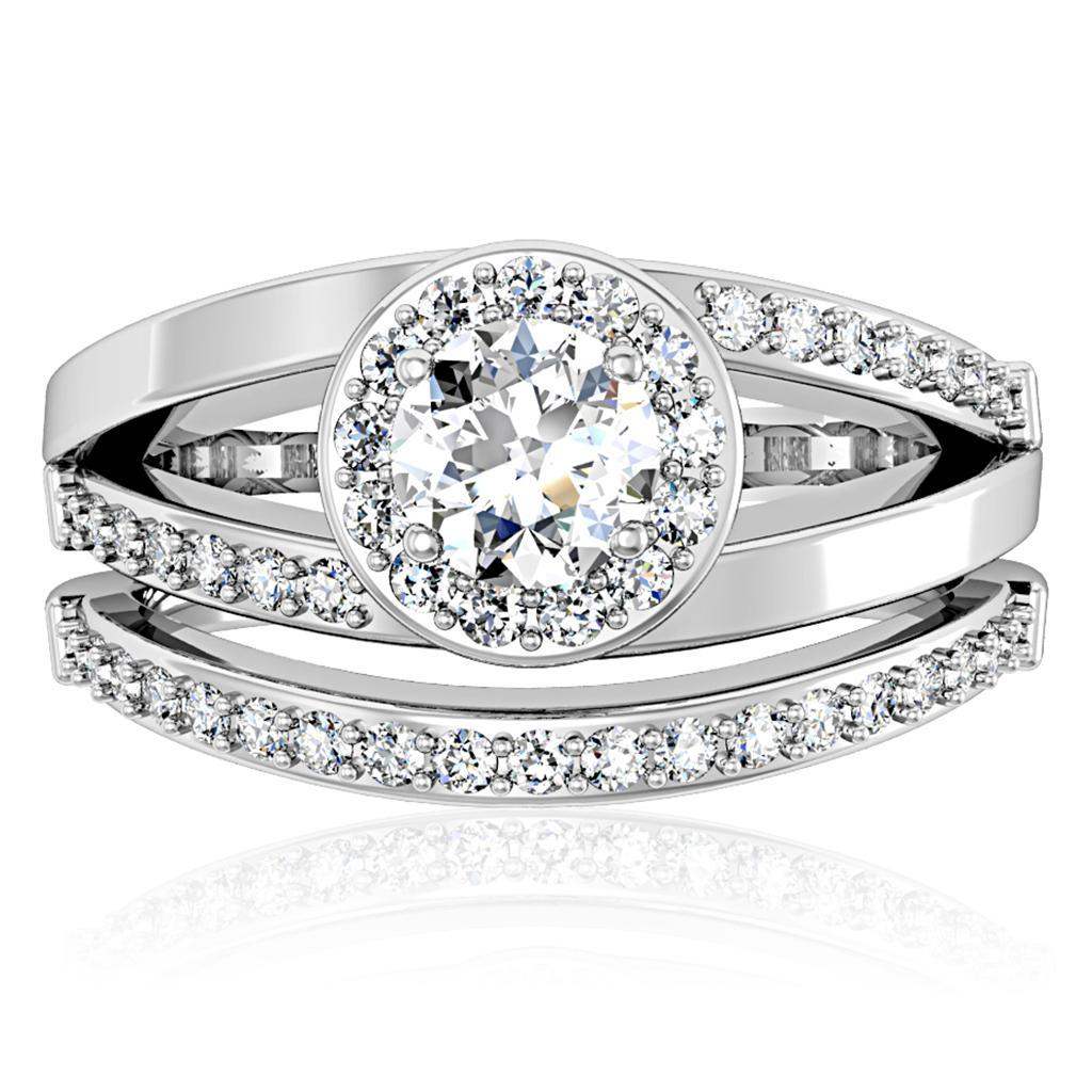 Alamode Rhodium Brass Ring with AAA Grade CZ in Clear - Alamode - Flyclothing LLC