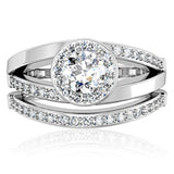 Alamode Rhodium Brass Ring with AAA Grade CZ in Clear - Alamode - Flyclothing LLC
