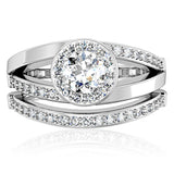 Alamode Rhodium Brass Ring with AAA Grade CZ in Clear - Alamode