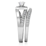 Alamode Rhodium Brass Ring with AAA Grade CZ in Clear - Alamode - Flyclothing LLC