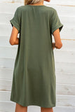 Scoop Neck Short Sleeve Pocket Dress - Trendsi