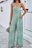 Printed Wide Strap Jumpsuit with Pockets - Trendsi - Flyclothing LLC