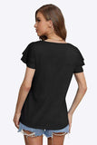 Tie-Neck Layered Flutter Sleeve Blouse - Trendsi - Flyclothing LLC