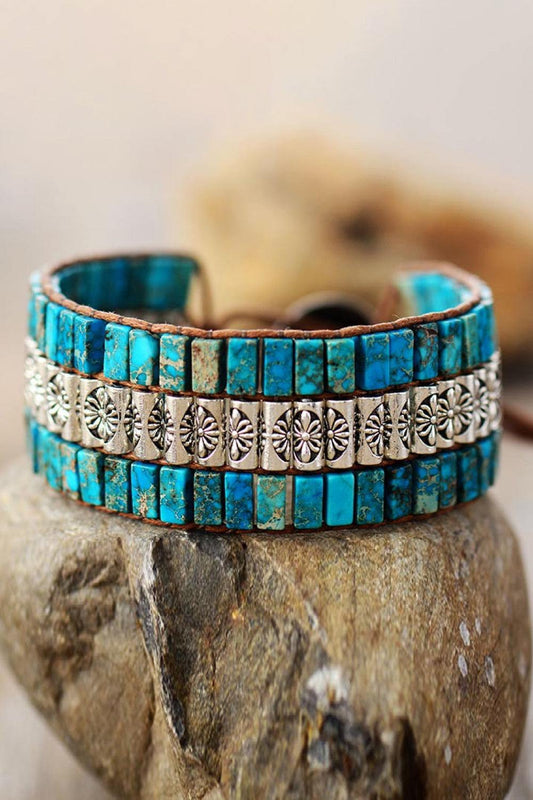 Handmade Triple Layer Natural Stone Bracelet - Trendsi